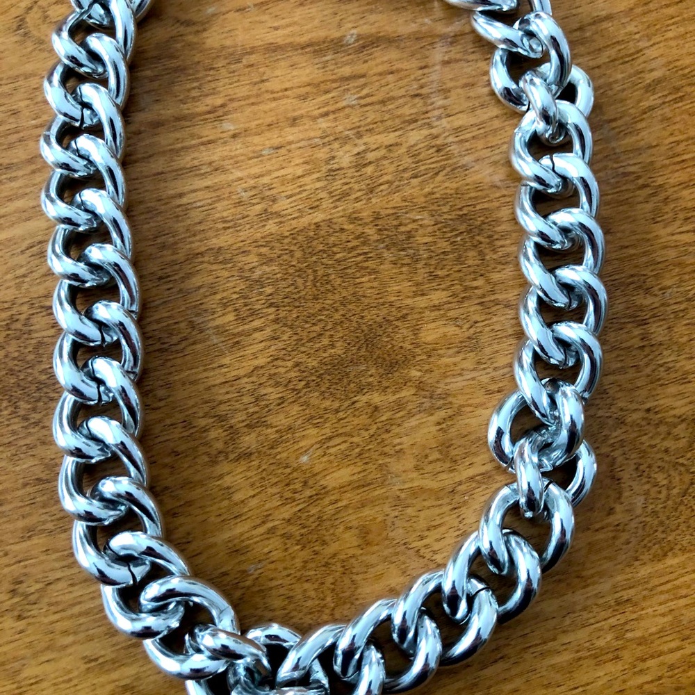 Silver rope choker necklace